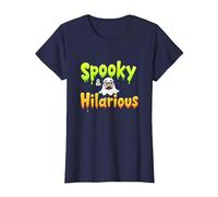 Spooky & Hilarious: Quirky Ghost Halloween Humor T-Shirt, Women, Navy, XS