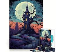 Spooky House Hallowen 1000 Pieces Jigsaw Puzzles for Teenagers Brain Skill Leisure Time Exact Edge Thoughtful Gift 38x26cm