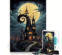 Spooky House Hallowen 1000 Pieces Jigsaw Puzzles for Teenagers Recall Upgrade Relaxing Fun Clear Cut Seasonal Gift 38x52cm