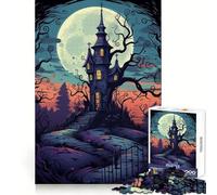 Spooky House Hallowen Jigsaw Puzzles for Adults 1000 Pieces Mental Logic Toy Gentle Relax Firm Cut Santa Wish List 38x52cm