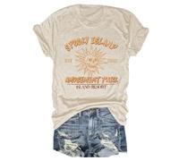 Spooky Island Est 2022 Amusement Park Island Resort Shirts Women Halloween Funny Skeleton Graphic Tops Festival Tees (Beige,M)