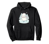 Spooky Kawaii Ghost Ice Skating with Winter Trees Christmas Pullover Hoodie
