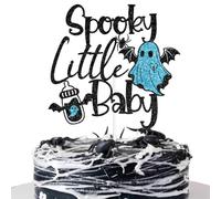 Spooky Little Baby Cake Topper, Halloween Boy Baby Shower Cake Decor | Happy Boo Day, Welcome Little Boo, Halloween Ghost Baby Shower, 1st Birthday Party Decorations Blue Glitter