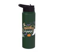 Spooky Mama Halloween Cute Ghost Pumpkin Creepy Bat Design Stainless Steel Insulated Water Bottle