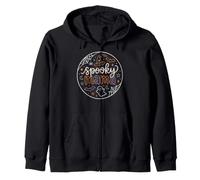 Spooky Mama Halloween Witch Hat Ghost Spider Bat Moon Design Zip Hoodie