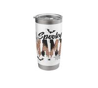 Spooky Mama Leopard Print Ghost Halloween Design Stainless Steel Insulated Tumbler