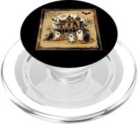 Spooky Mansion Full Moon Halloween Pumpkins Spider Scary Fun PopSockets PopGrip for MagSafe