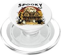 Spooky Mansion Halloween Pumpkins Spider Scary Full Moon Fun PopSockets PopGrip for MagSafe