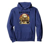 Spooky Mansion Halloween Pumpkins Spider Scary Full Moon Fun Pullover Hoodie