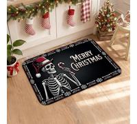 Spooky Merry Christmas Skeleton Kitchen Rugs 16x24 inch