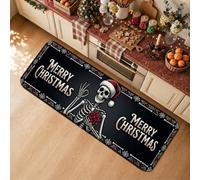 Spooky Merry Christmas Skeleton Kitchen Rugs 16x47 inch