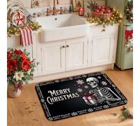 Spooky Merry Christmas Skeleton Kitchen Rugs 20x31 inch