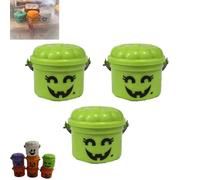 Spooky Mini Boo Basket, Mini Halloween Buckets for Kids, Halloween Candy Buckets, Plastic Ghost Bucket Figurines for Holiday Decorations, Snack Holder, Gifts for Family and Friends(3pcs-a)