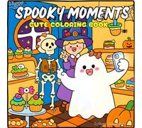 Spooky Moments Cute Coloring Book: Spooky-Cute Halloween Coloring Fun for All Ages Featuring 50 Kawaii Halloween Designs to Color!