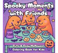 Spooky Moments with Friends: Cute & Cozy Halloween Coloring Book for Kids - Capybaras, Pumpkins, Bats & Ghosts - Ages 6-10