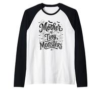 Spooky Mother of Tiny Monsters Funny Halloween Ghost Mom Raglan Baseball Tee