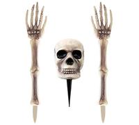 Spooky Multicolor Buried Skeleton - (Pack of 3) - Eye-Catching Design - Perfect for Halloween & Pranks