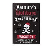 Spooky Multicolor "Haunted Holidays Dead & Breakfast" Metal Sign - 30cm x 20cm (1 Pc.) - Gothic Take on Classic Bed and Breakfast Signage - Perfect for an Alternative Christmas Decor
