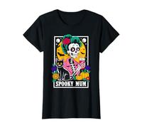 Spooky Mum Tarot Card Halloween Mom Skull Mama Black Cat T-Shirt