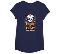 Spooky Nurse Halloween Trick or Treat Feet Check T-Shirt, Girls, Navy, Medium
