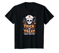 Spooky Nurse Halloween Trick or Treat Feet Check T-Shirt, Kids, Black, 6 Years
