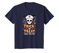 Spooky Nurse Halloween Trick or Treat Feet Check T-Shirt, Kids, Navy, 4 Years