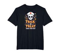 Spooky Nurse Halloween Trick or Treat Feet Check T-Shirt, Men's Big and Tall, Black, 3X Tall