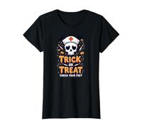Spooky Nurse Halloween Trick or Treat Feet Check T-Shirt, Women, Black, 3XL