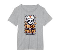 Spooky Nurse Halloween Trick or Treat Feet Check T-Shirt, Women's Plus, Heather Grey, 4X