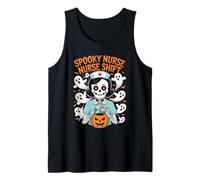 Spooky Nurse Shift Funny Nurses Ghosts Skeletons Halloween Tank Top