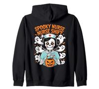 Spooky Nurse Shift Funny Nurses Ghosts Skeletons Halloween Zip Hoodie