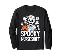 Spooky Nurse Shift Funny Nurses Skeletons Ghost Halloween Long Sleeve T-Shirt