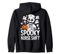 Spooky Nurse Shift Funny Nurses Skeletons Ghost Halloween Zip Hoodie