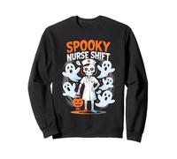Spooky Nurse Shift Nurse Skeleton Ghost Halloween Sweatshirt