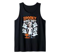 Spooky Nurse Shift Nurse Skeleton Ghost Halloween Tank Top