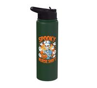 Spooky Nurse Shift Nurses Skeletons Ghosts Halloween Stainless Steel Insulated Water Bottle
