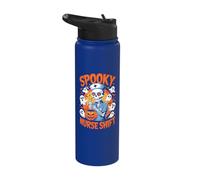 Spooky Nurse Shift Nurses Skeletons Ghosts Halloween Stainless Steel Insulated Water Bottle