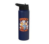 Spooky Nurse Shift Nurses Skeletons Ghosts Halloween Stainless Steel Insulated Water Bottle