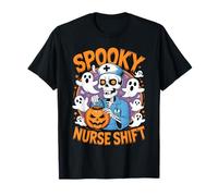 Spooky Nurse Shift Nurses Skeletons Ghosts Halloween T-Shirt