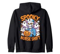 Spooky Nurse Shift Nurses Skeletons Ghosts Halloween Zip Hoodie