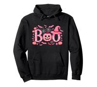 Spooky October Pink Boo Breast Cancer Awareness Graphic Pullover Hoodie