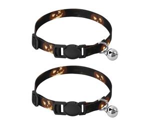 Spooky Orange Smiles Black Collar for Cats, 2 Pack Cat Bell Collar