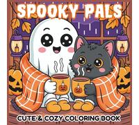 Spooky Pals Cute & Cozy Halloween Coloring Book: 45 Bold & Easy Adorable Ghost, Pumpkin & Skeleton Scenes for Fun Stress Relief for Teens & Adults and Kids