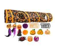 Spooky Pet Tunnel - Cat Toy Tube, Foldable Play System, Festive Halloween Pattern with Material | Exciting Shelter For Cats, Kittens, Small Animals, Room, Vacan