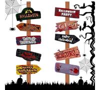 Spooky Prop Sign -11.02x5.51in Assorted Halloween Yard | Halloween Garage Prop Sign | 10 Piece Outdoor Accessories Scary Metal Signs 20x30 Cm Garden Party Decor Front Door,Garden,Yard Props Hanging Sc