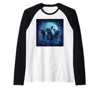 Spooky Pug Howling Moon Cute Halloween Dog in Me Raglan Baseball Tee