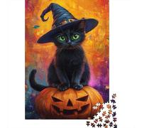Spooky Pumpkin Cat -3 Adult Jigsaw Puzzle, 1000 Pieces, 70x50cm/1000pcs; to Complete Gradually over A Weekend; Smooth White Cardboard Pieces