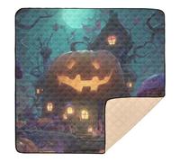 Spooky Pumpkin Mansion Cute Foldable Baby Play Mat for Floor Comfortable Playroom Activity Mat for Babies Infants Toddlers, 50'' x 50''