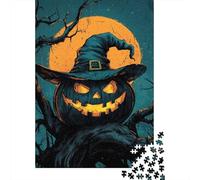 Spooky Pumpkin Night 1000-Piece Puzzle for Adults, 38x26cm/1000pcs; Low-dust White Pieces for Sorting; An At-home Challenge for Leisure Time