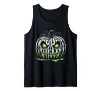 Spooky Pumpkin White Stripes Eyes grin Tank Top